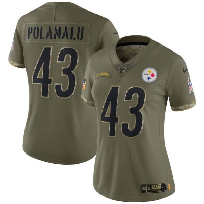Pittsburgh Pittsburgh Steelers #43 Troy Polamalu Nike Women's 2022 Salute To Service Limited Jersey - Olive